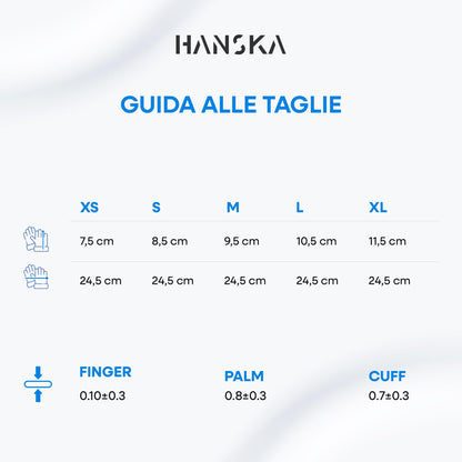 HANSKA 100 Guanti Monouso Nitrile Blu - Senza Polvere - Usa e Getta- Ambidestri - Non Sterili - Base di Gomma - Adatti per Ambiti Medici, Manipolazione degli Alimenti (100, M)
