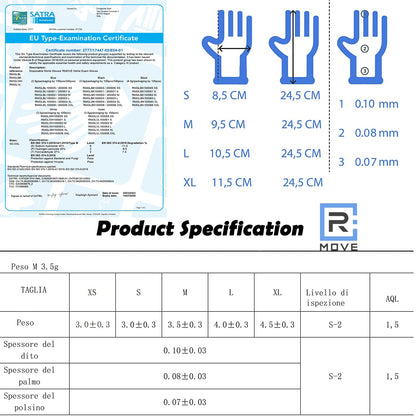 R MOVE 100 guanti in nitrile monouso blu L senza polvere, gloves ambidestri usa e getta per alimenti, non sterili, senza lattice, ipoallergenici - per ambiti medici, Estetisti, Tatuatori