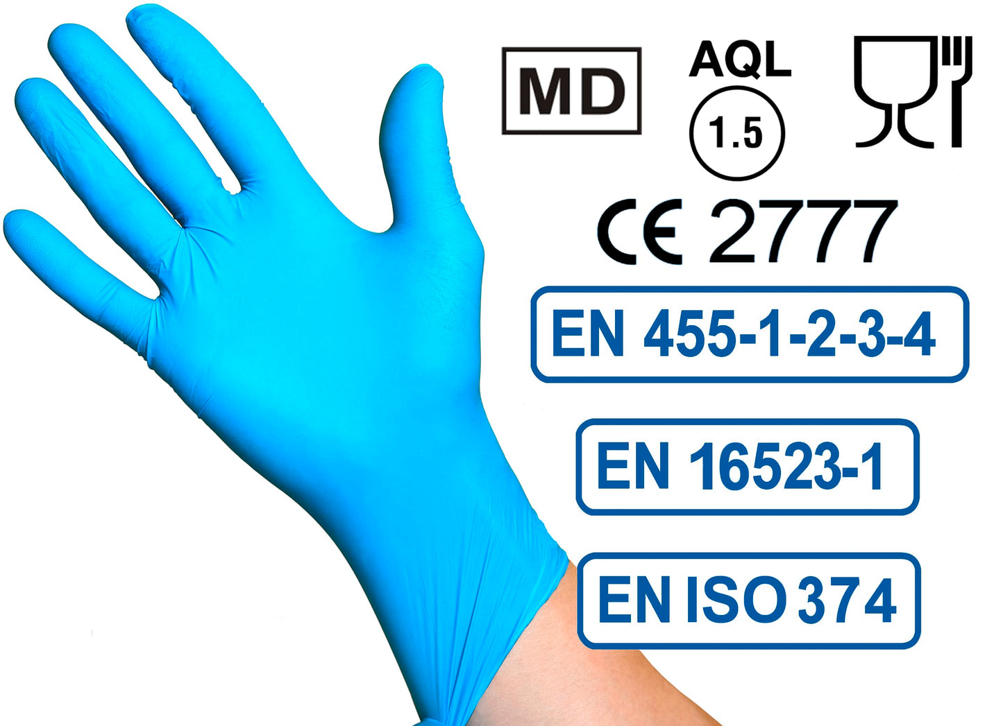 R MOVE 200 guanti monouso in nitrile senza polvere, gloves ambidestri usa e getta per alimenti, non sterili, senza lattice, ipoallergenici - per ambiti medici, Estetisti, Tatuatori (Blu, M)