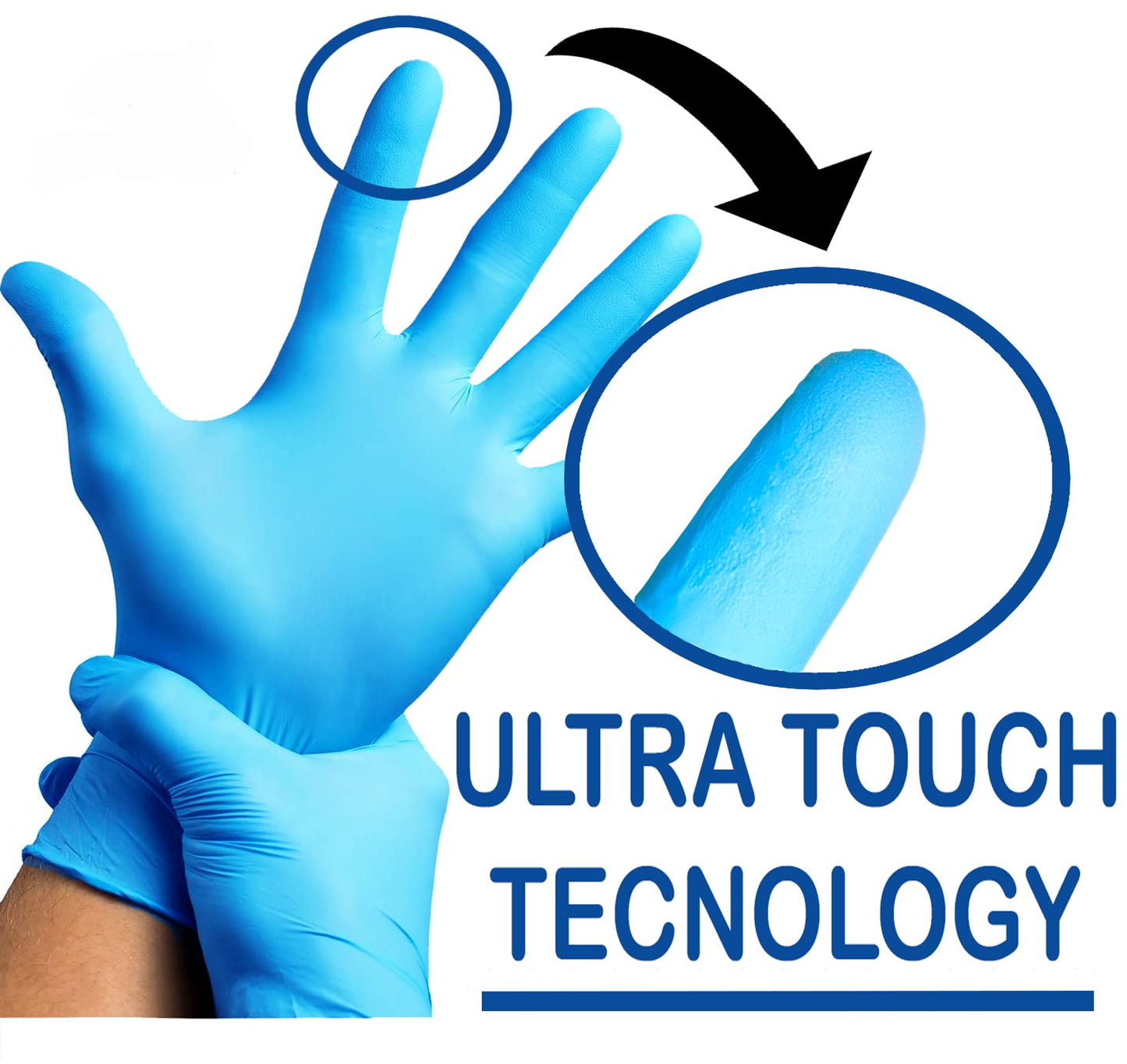 R MOVE 200 guanti monouso in nitrile senza polvere, gloves ambidestri usa e getta per alimenti, non sterili, senza lattice, ipoallergenici - per ambiti medici, Estetisti, Tatuatori (Blu, M)