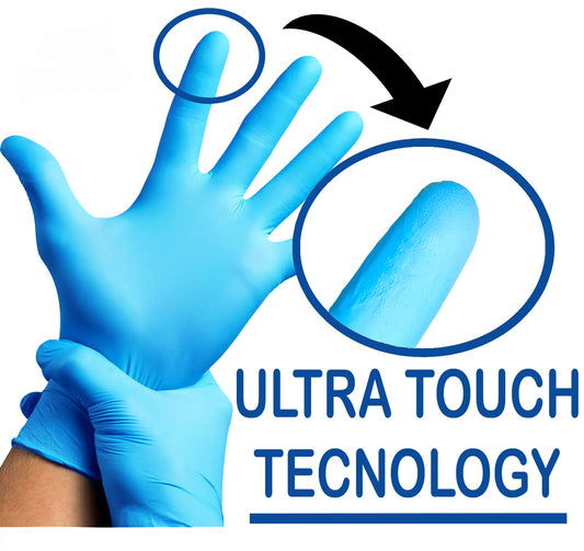R MOVE 200 guanti monouso in nitrile senza polvere, gloves ambidestri usa e getta per alimenti, non sterili, senza lattice, ipoallergenici - per ambiti medici, Estetisti, Tatuatori (Blu, M)