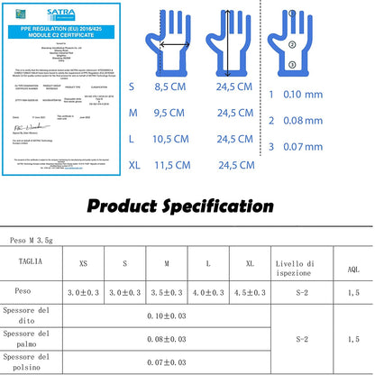 R MOVE 200 guanti monouso in nitrile senza polvere, gloves ambidestri usa e getta per alimenti, non sterili, senza lattice, ipoallergenici - per ambiti medici, Estetisti, Tatuatori (Blu, M)