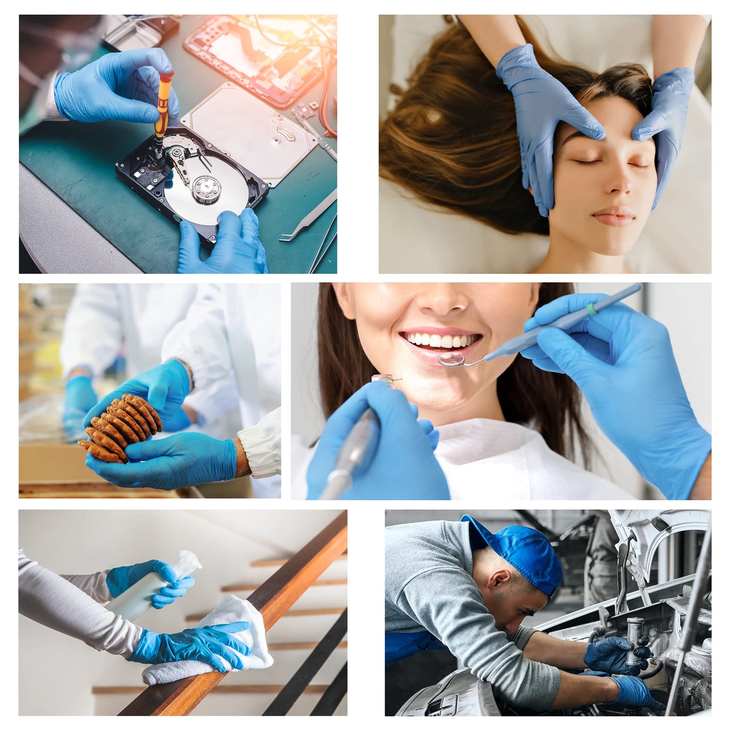 R MOVE 200 guanti monouso in nitrile senza polvere, gloves ambidestri usa e getta per alimenti, non sterili, senza lattice, ipoallergenici - per ambiti medici, Estetisti, Tatuatori (Blu, M)