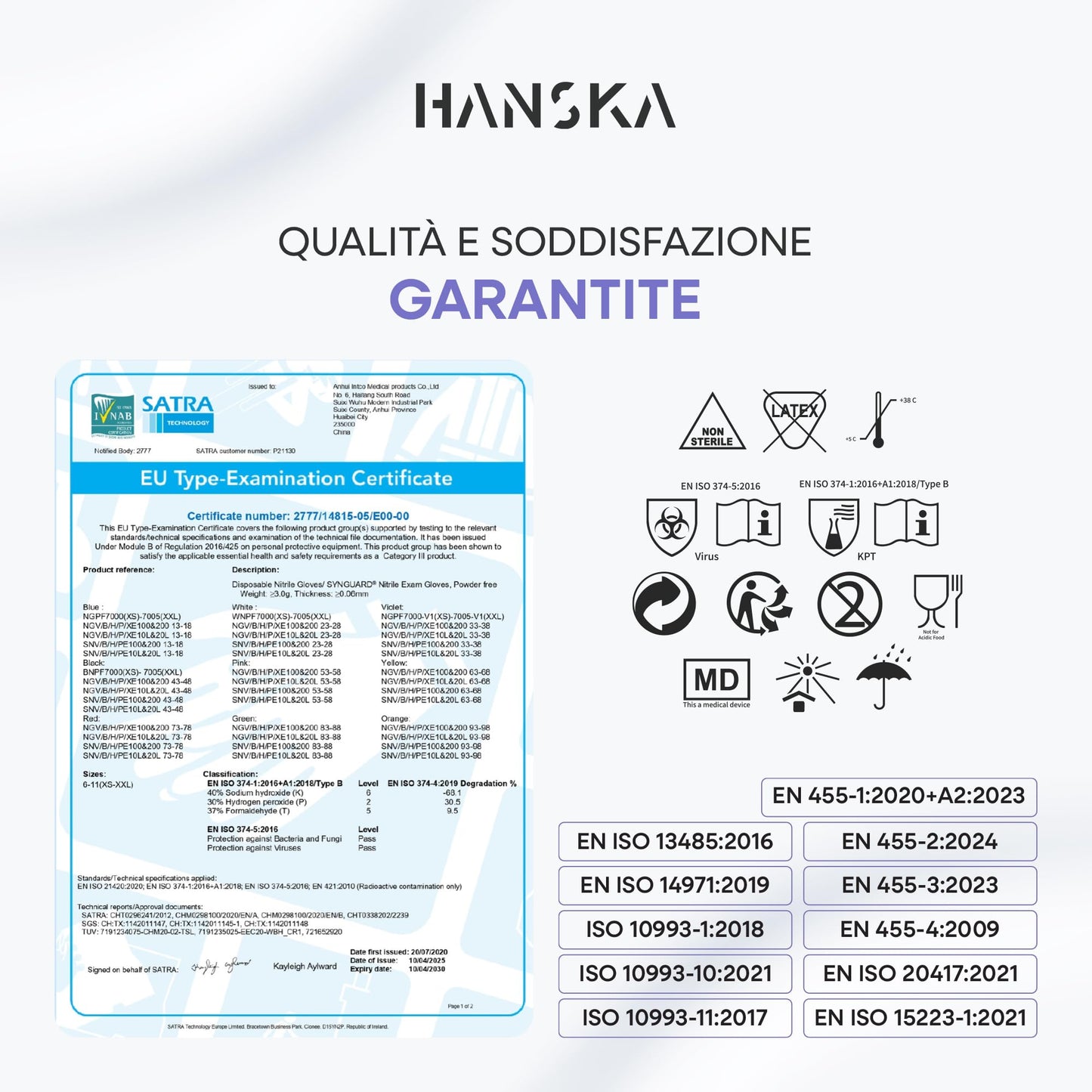 HANSKA 100 Guanti Monouso Nitrile Viola - Senza Polvere - Usa e Getta- Ambidestri - Non Sterili - Base di Gomma - Adatti per Ambiti Medici, Manipolazione degli Alimenti (100, M)