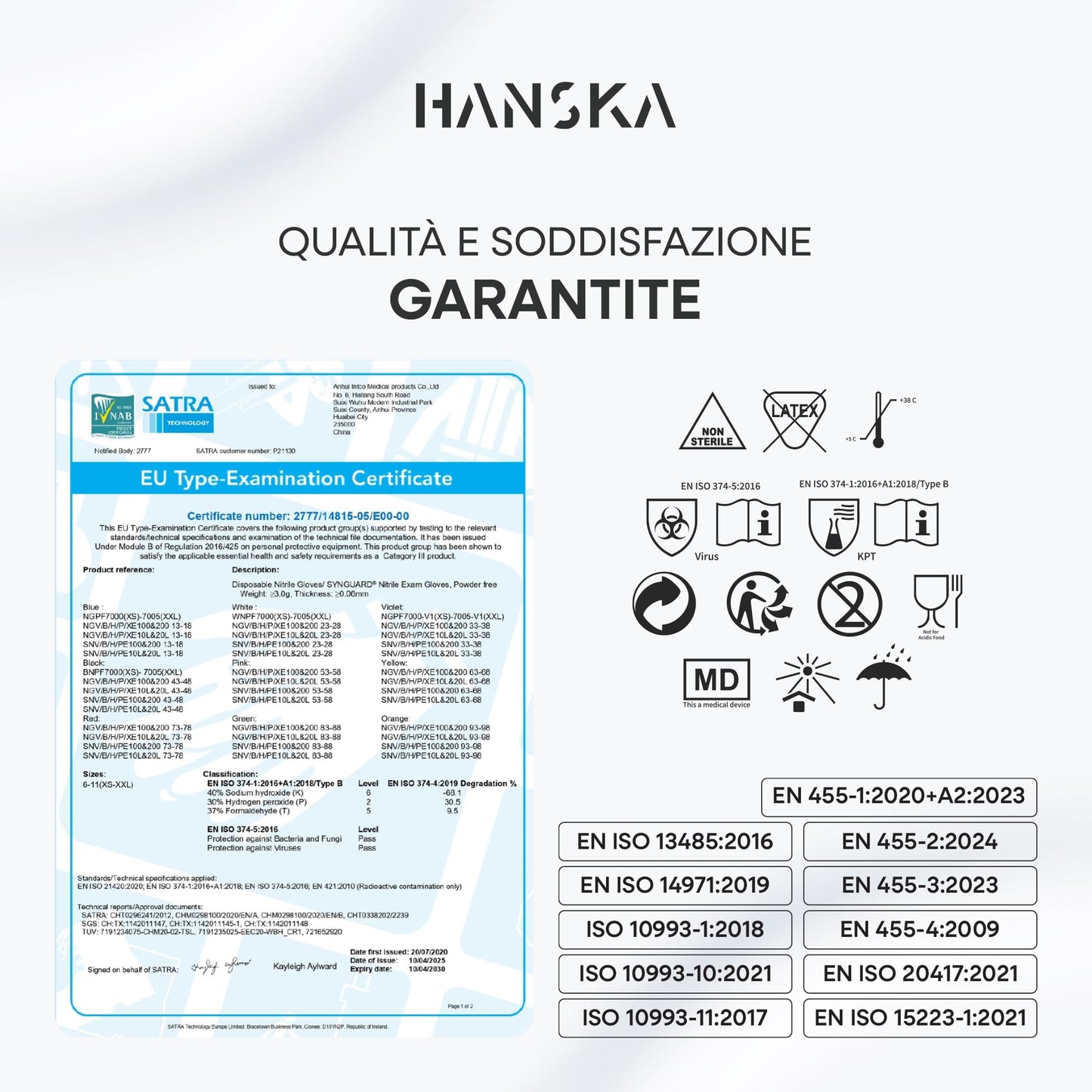 HANSKA 100 Guanti Monouso Nitrile Neri - Senza Polvere - Usa e Getta- Ambidestri - Non Sterili - Base di Gomma - Adatti per Ambiti Medici, Manipolazione degli Alimenti (100, M)